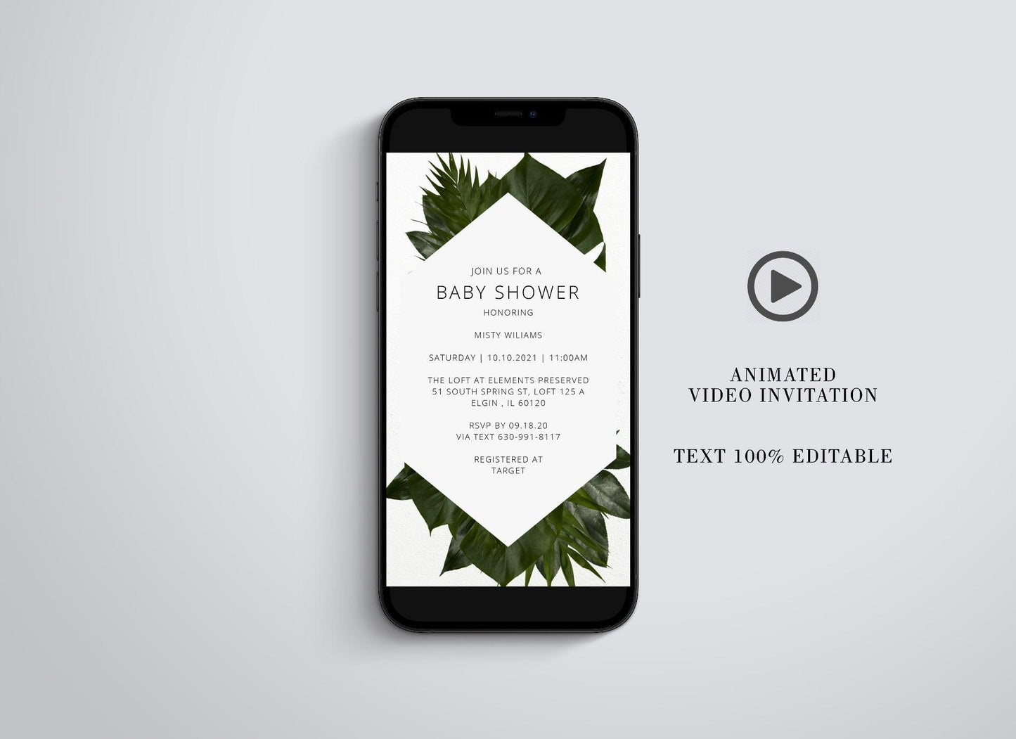 Tropical Baby Shower Video Evite, Electronic Invite, Baby Shower Video Invitation, Animated Invitation - SAVVY PAPER CO