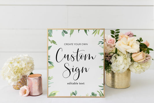 Unlimited Printable Custom Sign Gold Editable Template Instant Download 5x7 and 8x10 Greenery - Jasmine - SAVVY PAPER CO