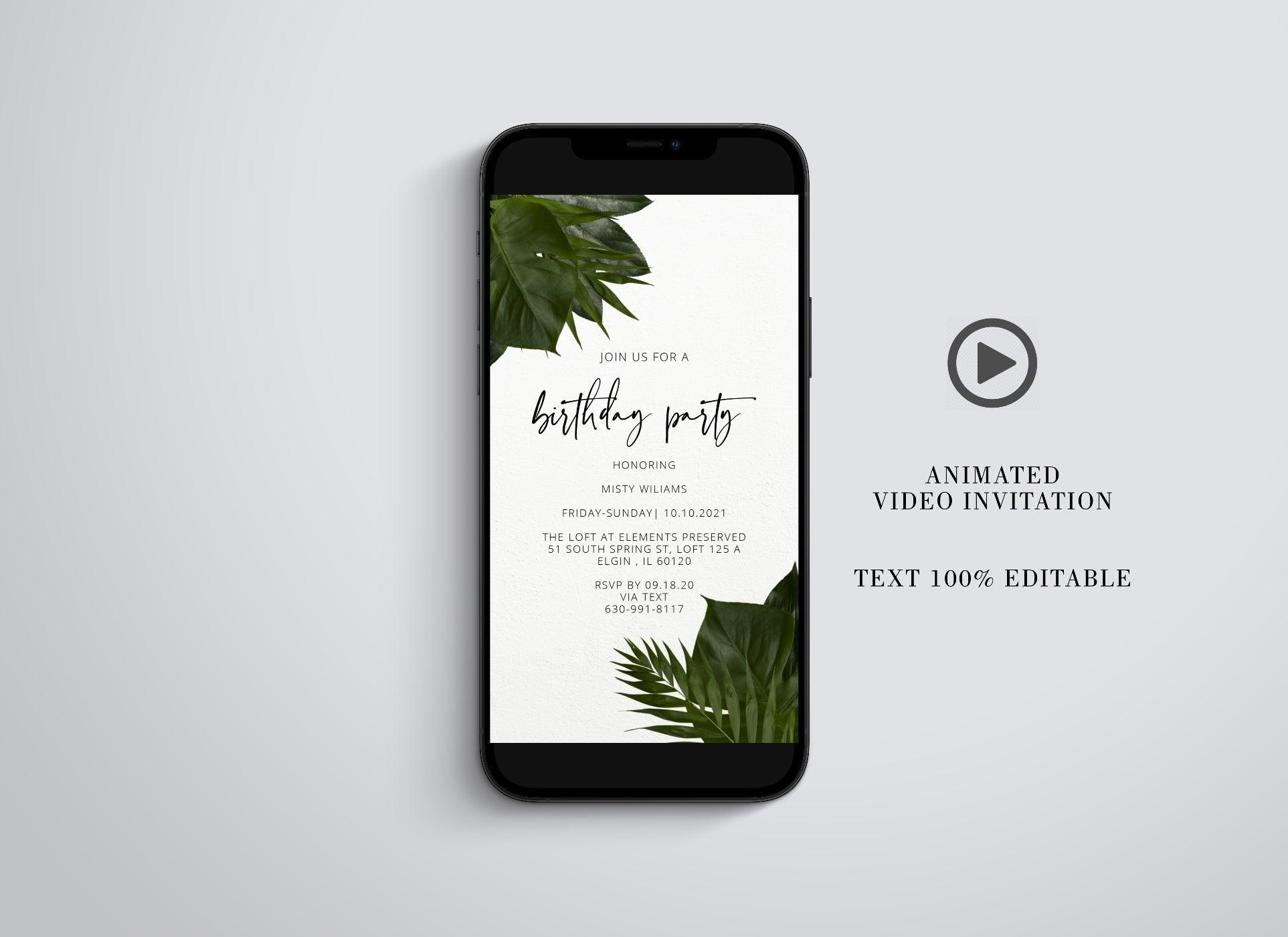 Video Invitation Birthday, Bday Video Evite, Electronic Invite, Birthday Video Invitation, Animated Invitation - SAVVY PAPER CO