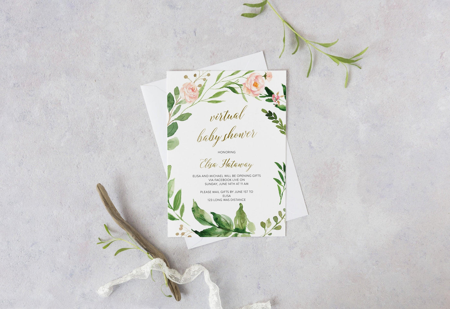 Virtual Baby Shower Invitation Template, Editable |Baby Shower Invite, Instant Download, Online Baby Shower Invite - Elisa - SAVVY PAPER CO