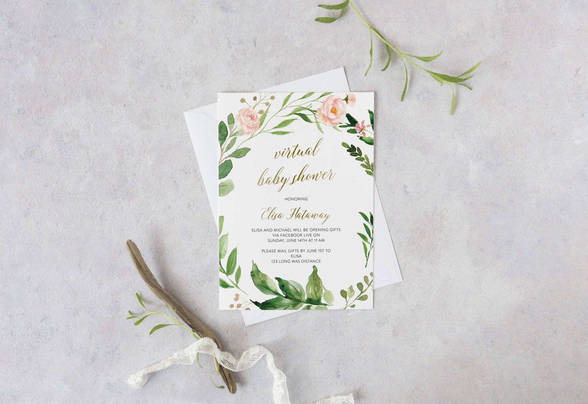 Virtual Baby Shower Invitation Template, Editable |Baby Shower Invite, Instant Download, Online Baby Shower Invite - Elisa - SAVVY PAPER CO