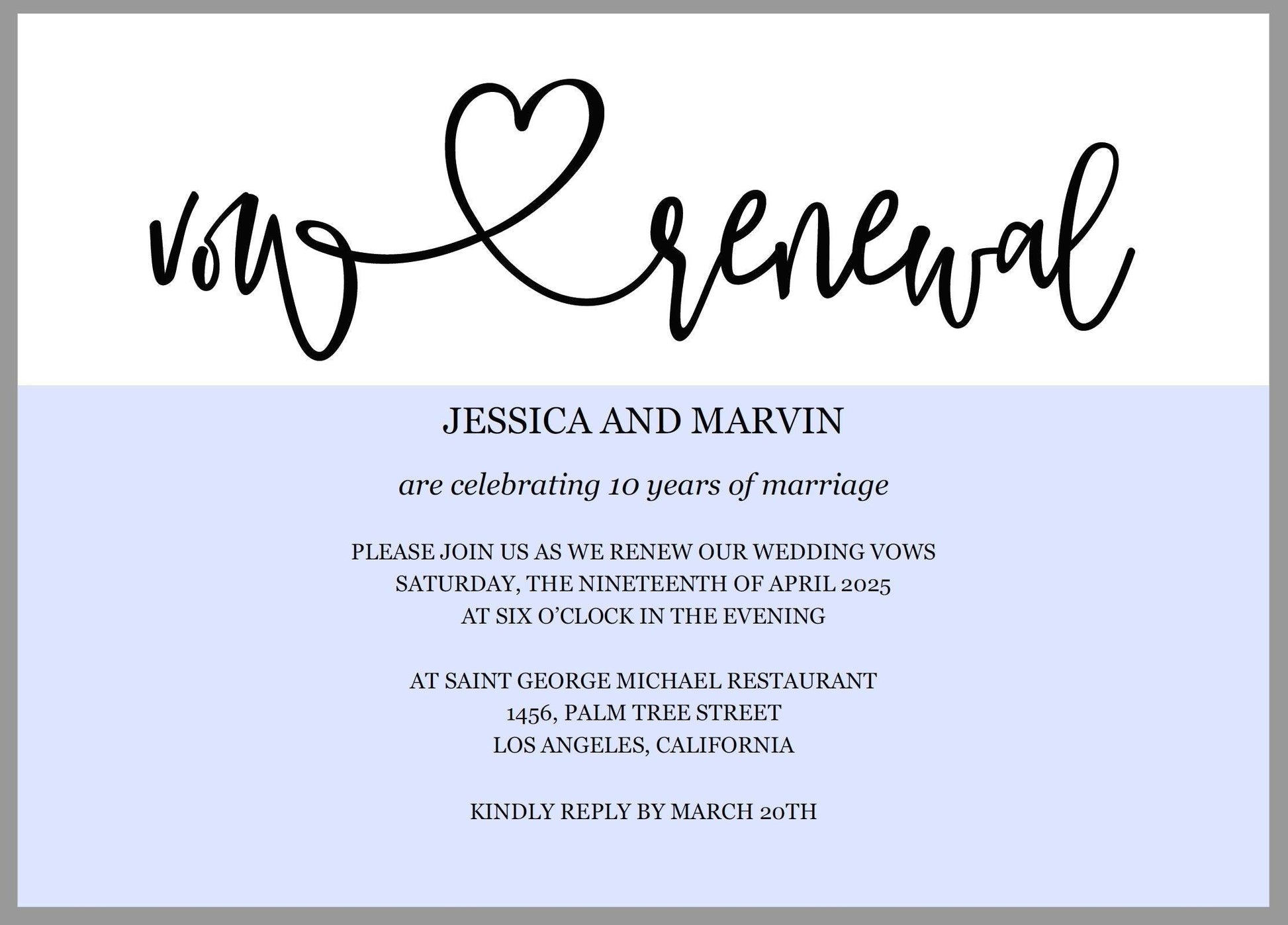 Vow Renewal Invitation Template, Wedding Anniversary - JESSICA - SAVVY PAPER CO