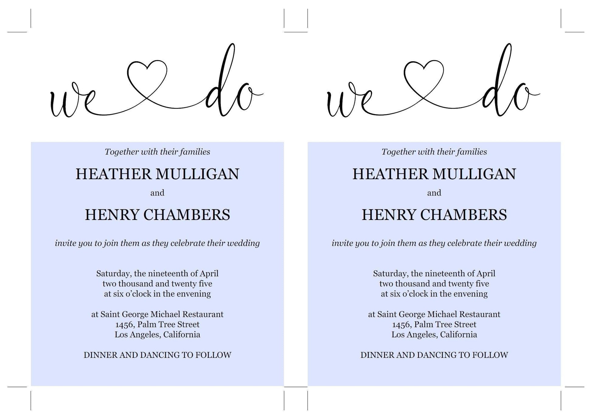 We Do Wedding Invitation Template, Editable Wedding Invitation Template, Printable, Calligraphy, Instant Download, Heart - Heather - SAVVY PAPER CO