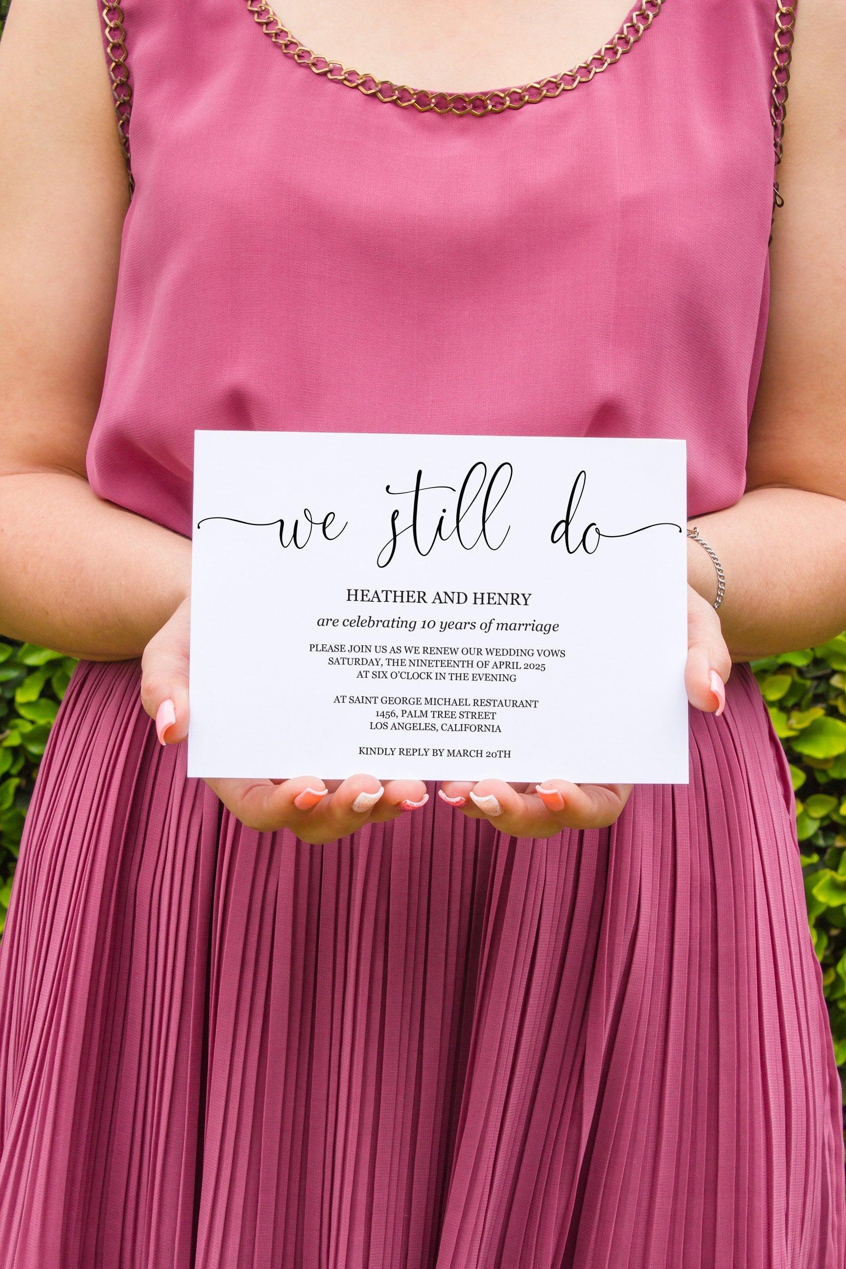 We Still Do Invite, Wedding Anniversary, Vow Renewal Invite, Anniversary Party, Renew Vows, Wedding Invitation, We Still Do - Heather - SAVVY PAPER CO