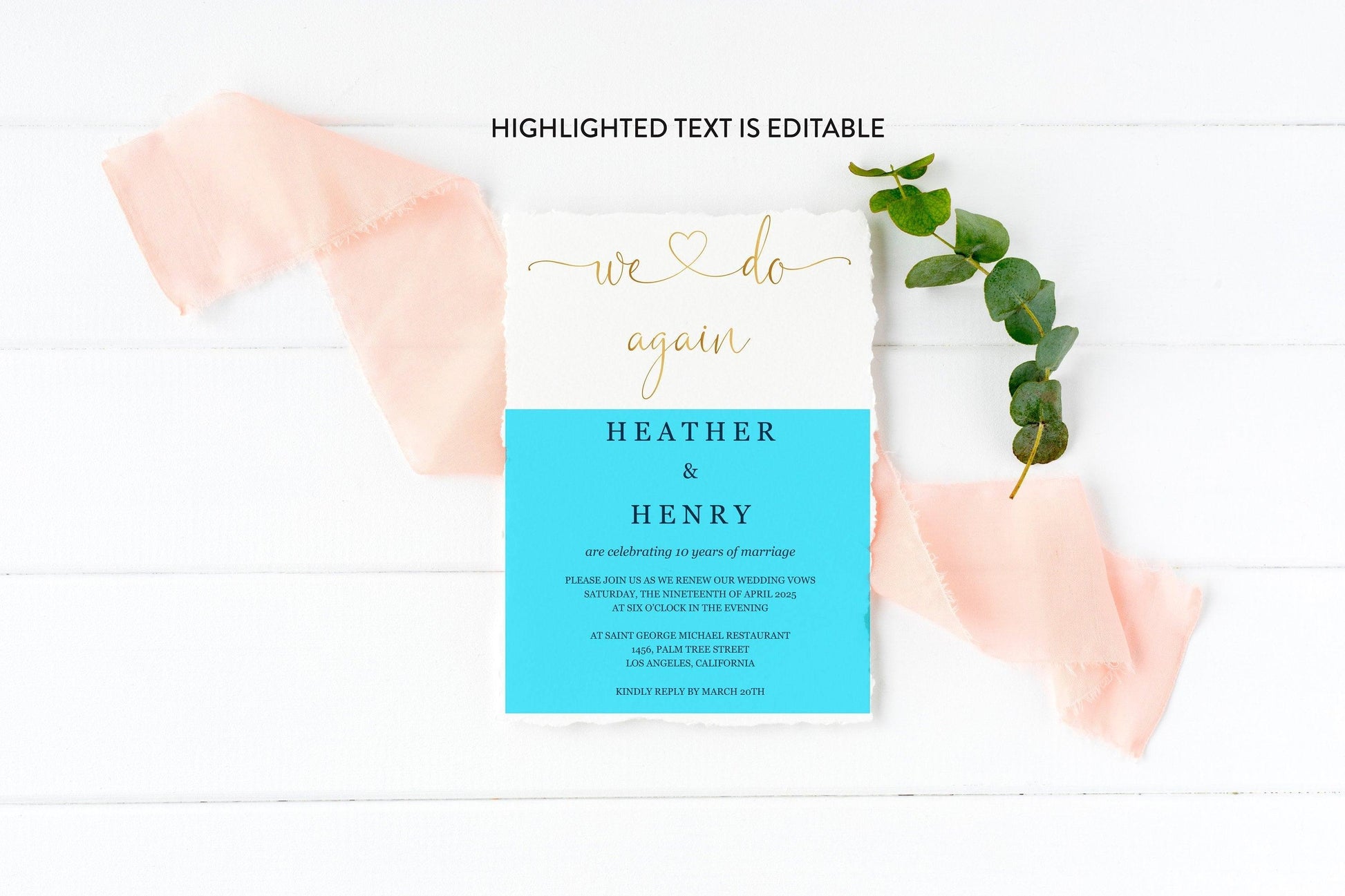 We do Again Invitation Gold Wedding Anniversary Vow Renewal Invite Anniversary Party Renew Vows Wedding Invitation - Heather - SAVVY PAPER CO