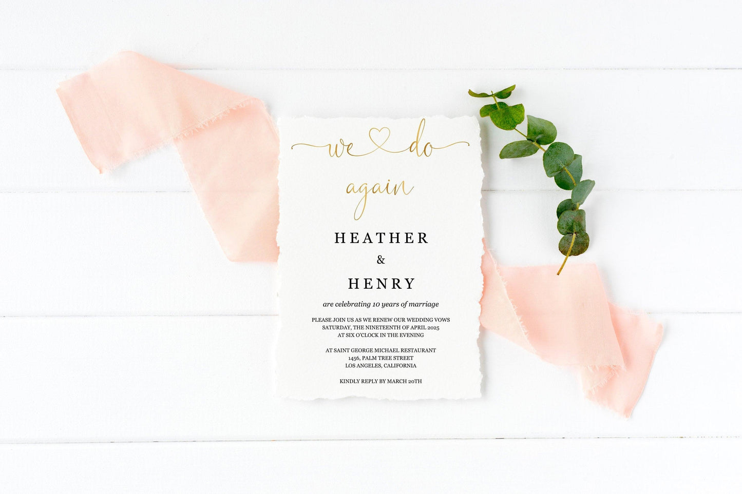 We do Again Invitation Gold Wedding Anniversary Vow Renewal Invite Anniversary Party Renew Vows Wedding Invitation - Heather - SAVVY PAPER CO