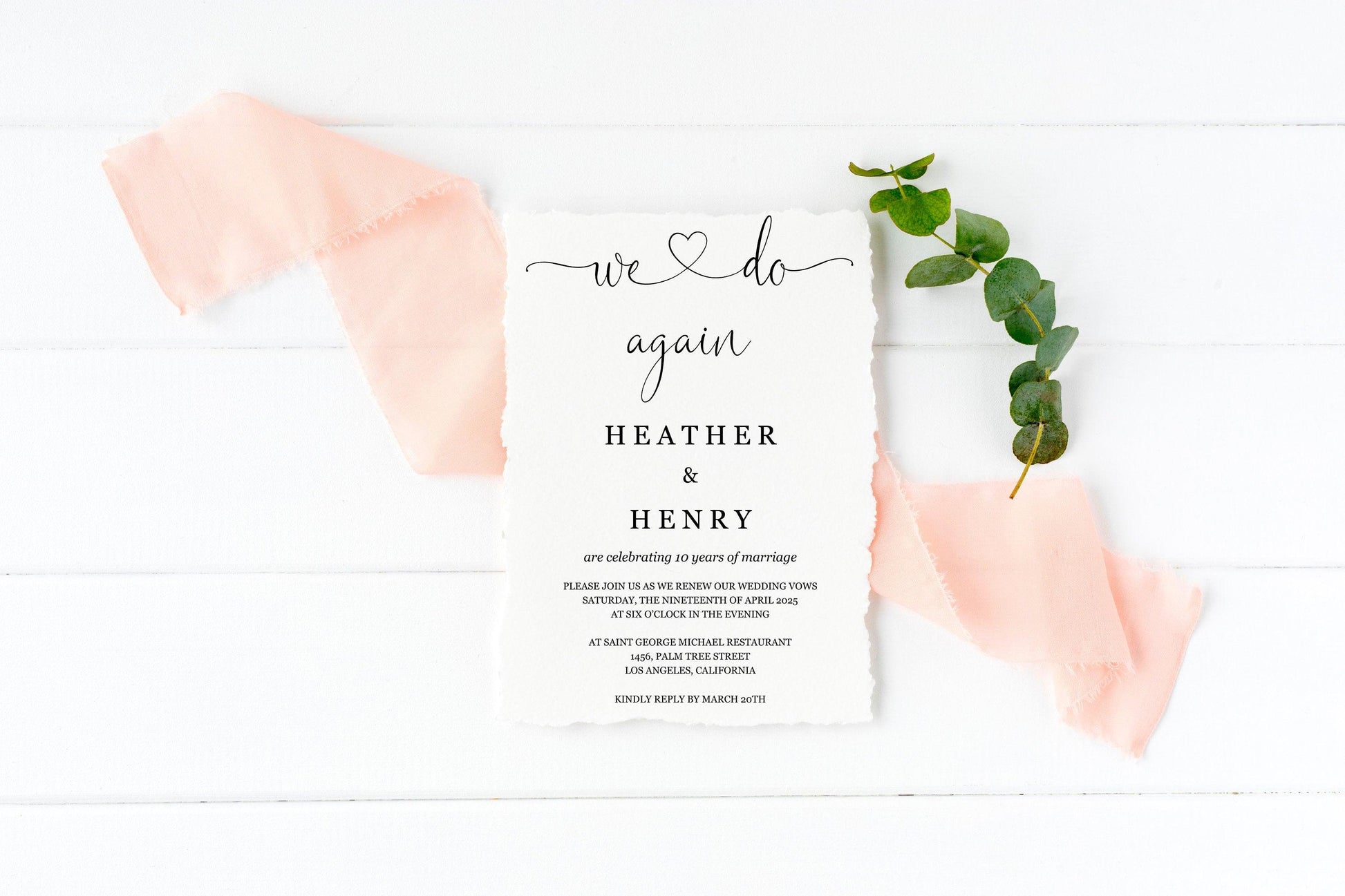 We do Again Invitation Wedding Anniversary Vow Renewal Invite Anniversary Party Renew Vows Wedding Invitation - Heather - SAVVY PAPER CO