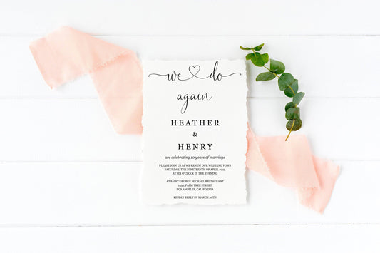 We do Again Invitation Wedding Anniversary Vow Renewal Invite Anniversary Party Renew Vows Wedding Invitation - Heather - SAVVY PAPER CO