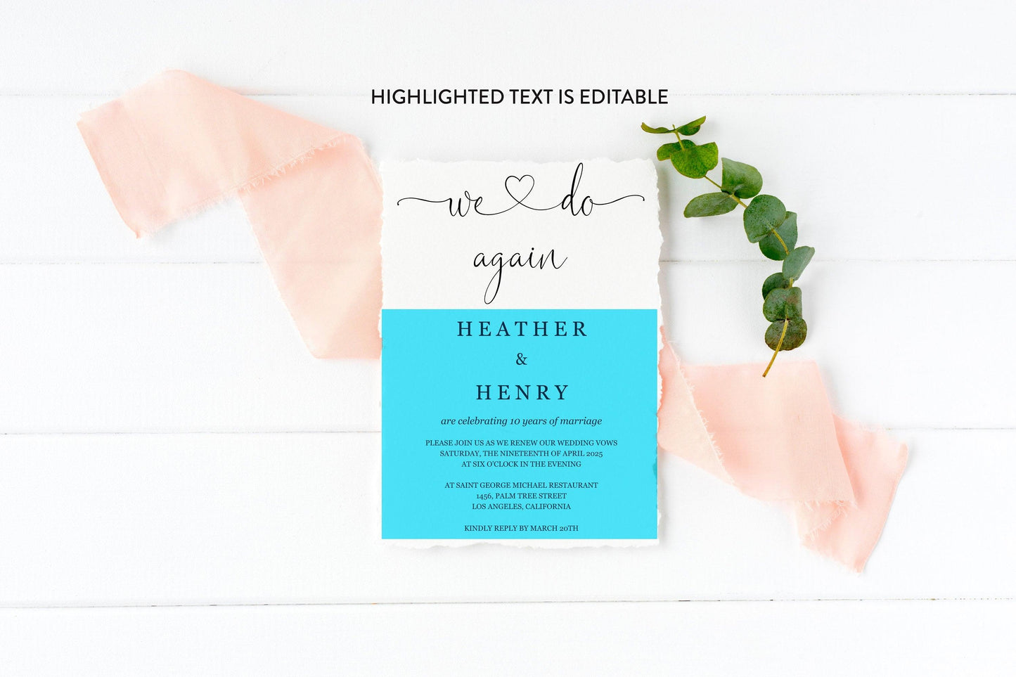 We do Again Invitation Wedding Anniversary Vow Renewal Invite Anniversary Party Renew Vows Wedding Invitation - Heather - SAVVY PAPER CO