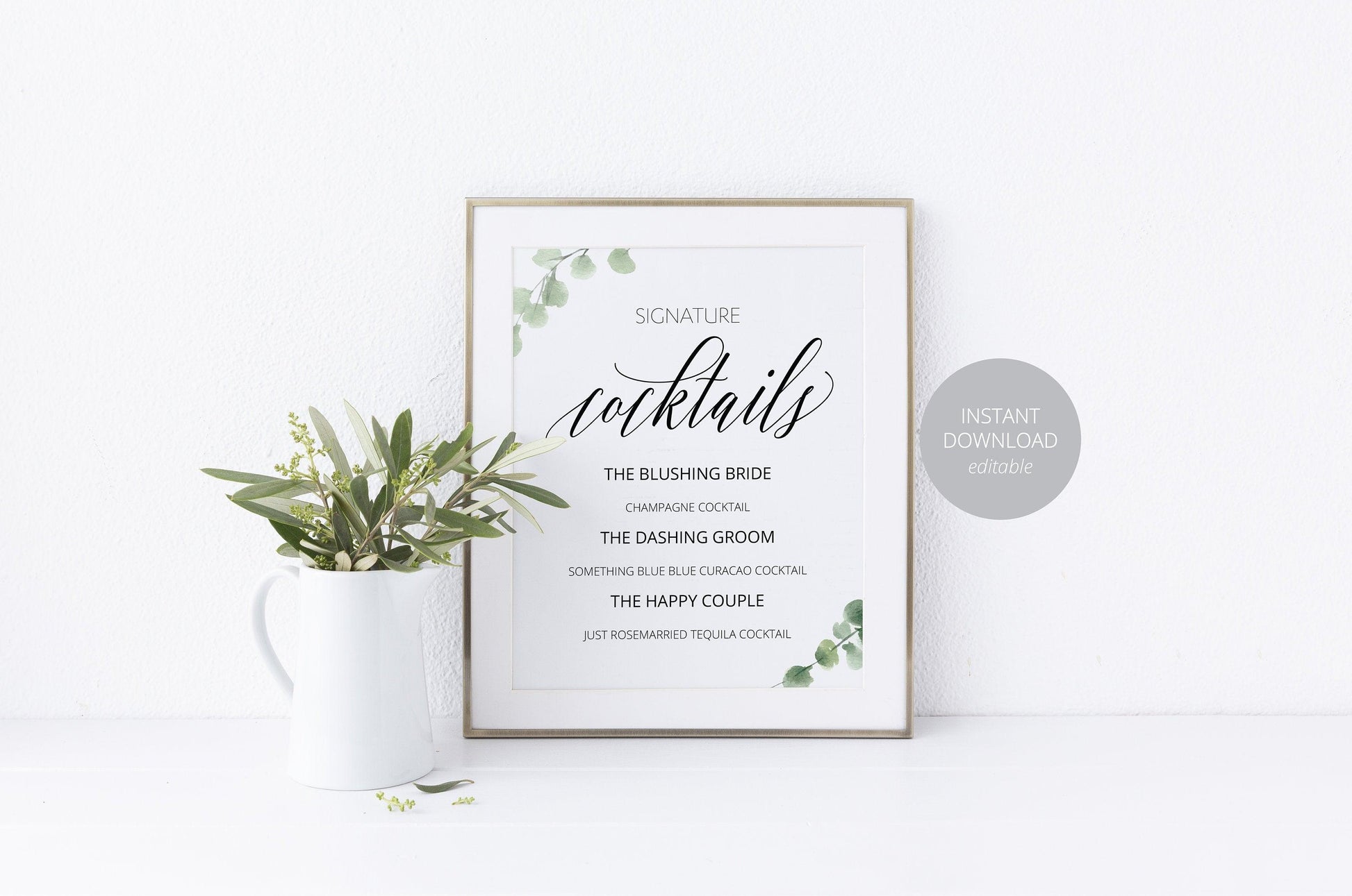 Wedding Bar Sign, Wedding Drink Sign, Bar Menu, DIY, Wedding signs, Signature Cocktails, Template, Instant Download, Wedding Decor - SAVVY PAPER CO