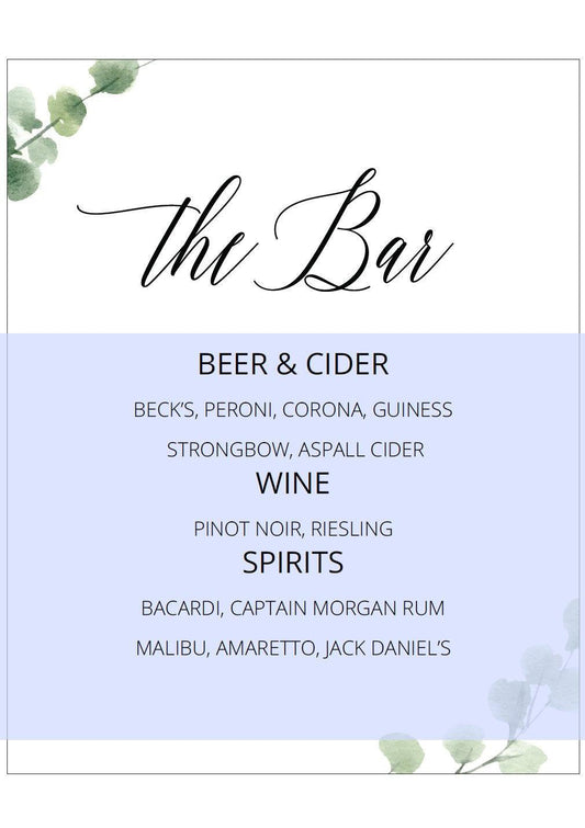 Wedding Bar Sign, Wedding Drink Sign, Bar Menu, DIY, Wedding signs, Signature Drinks, Drink, Template, Instant Download, Wedding Decor - SAVVY PAPER CO