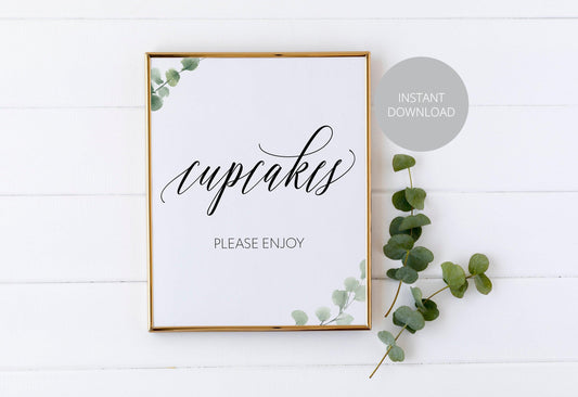 Wedding Cupcake Sign, Cupcake Bar Sign, Cupcake Decor, Wedding sign, Printable Sign, Instant Download, Wedding Signage, Reception Sign - SAVVY PAPER CO