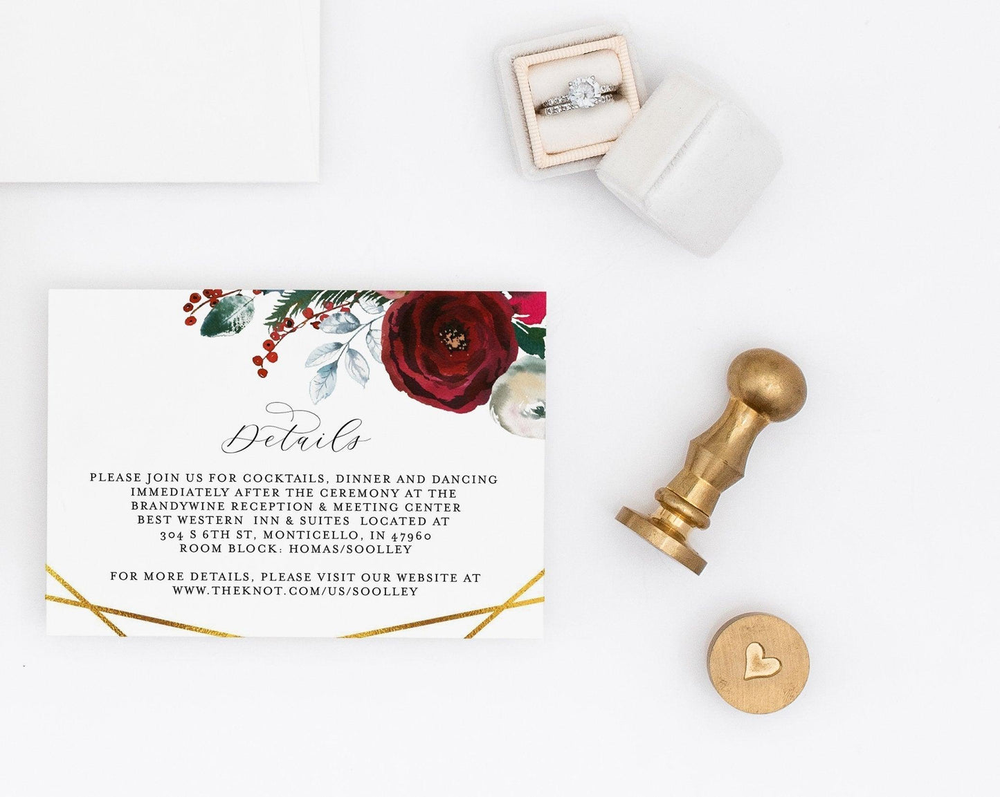 Wedding Details Card Template, Instant Download Christmas Information Card Wedding Info Card Winter Holiday Wedding Geometric - Ada - SAVVY PAPER CO