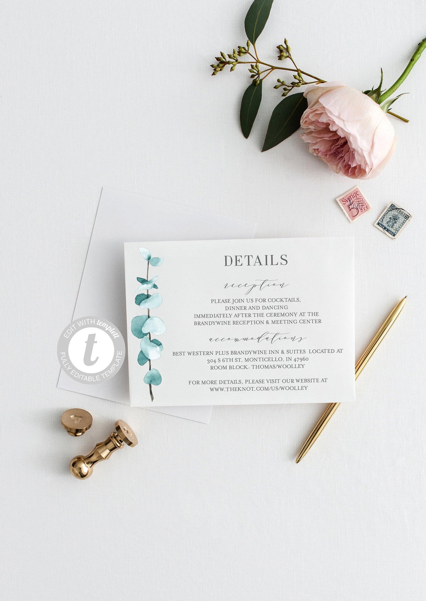 Wedding Details Card Template, Instant Download, Information Card - Abi - SAVVY PAPER CO
