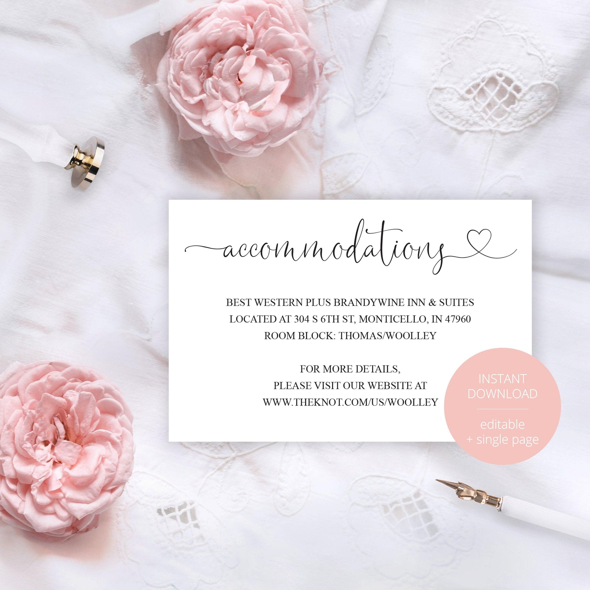 Wedding Details Card Template, Instant Download,Information Card,Wedding Info Card,Accommodations Card,Directions Card, Enclosure - Heather - SAVVY PAPER CO