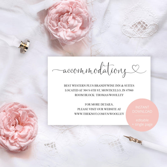 Wedding Details Card Template, Instant Download,Information Card,Wedding Info Card,Accommodations Card,Directions Card, Enclosure - Heather - SAVVY PAPER CO