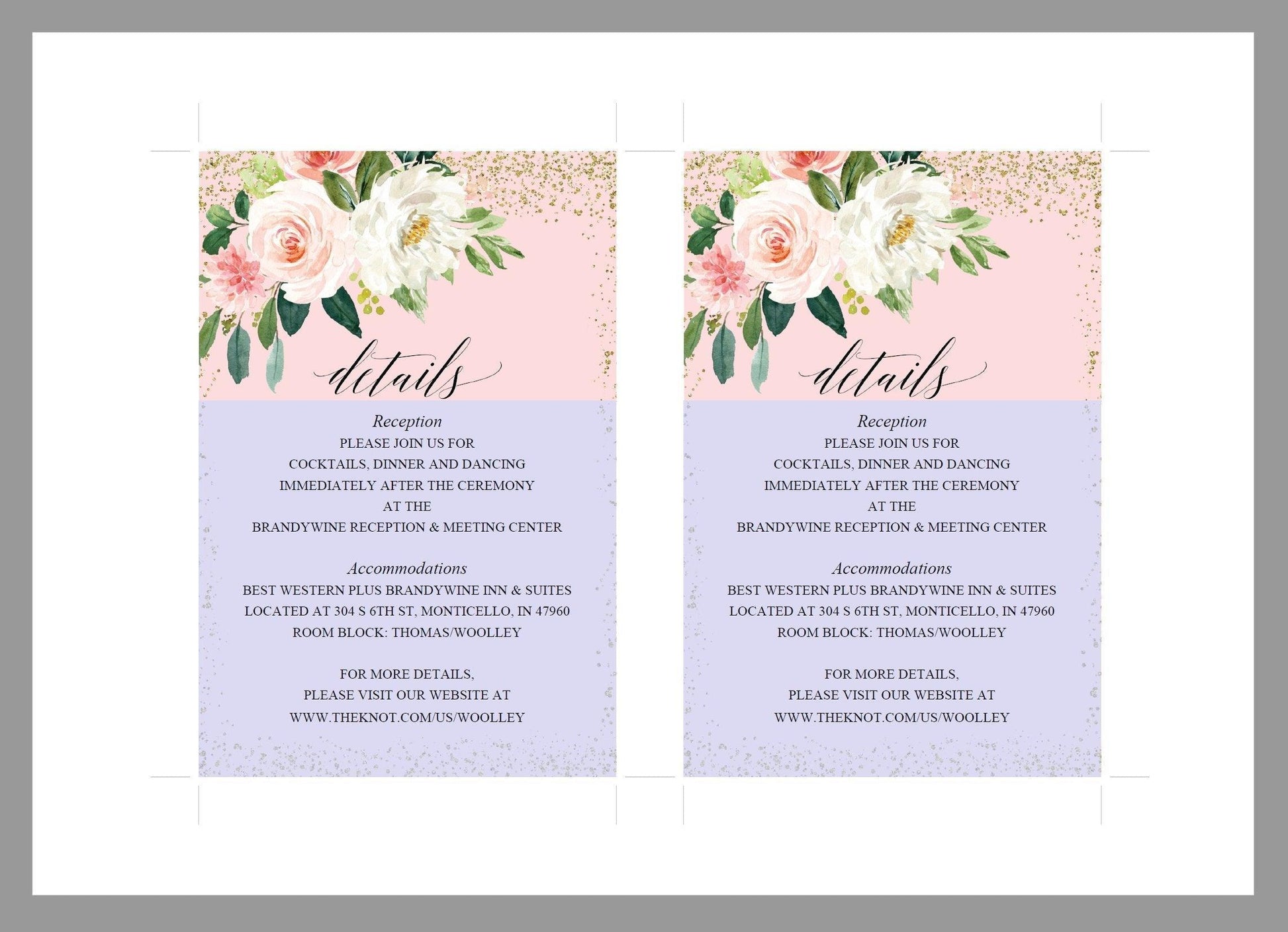 Wedding Details Card Template, Instant Download, Information Card, Wedding Info Card, Blush Wedding,Details Template, Floral - ELOISE - SAVVY PAPER CO