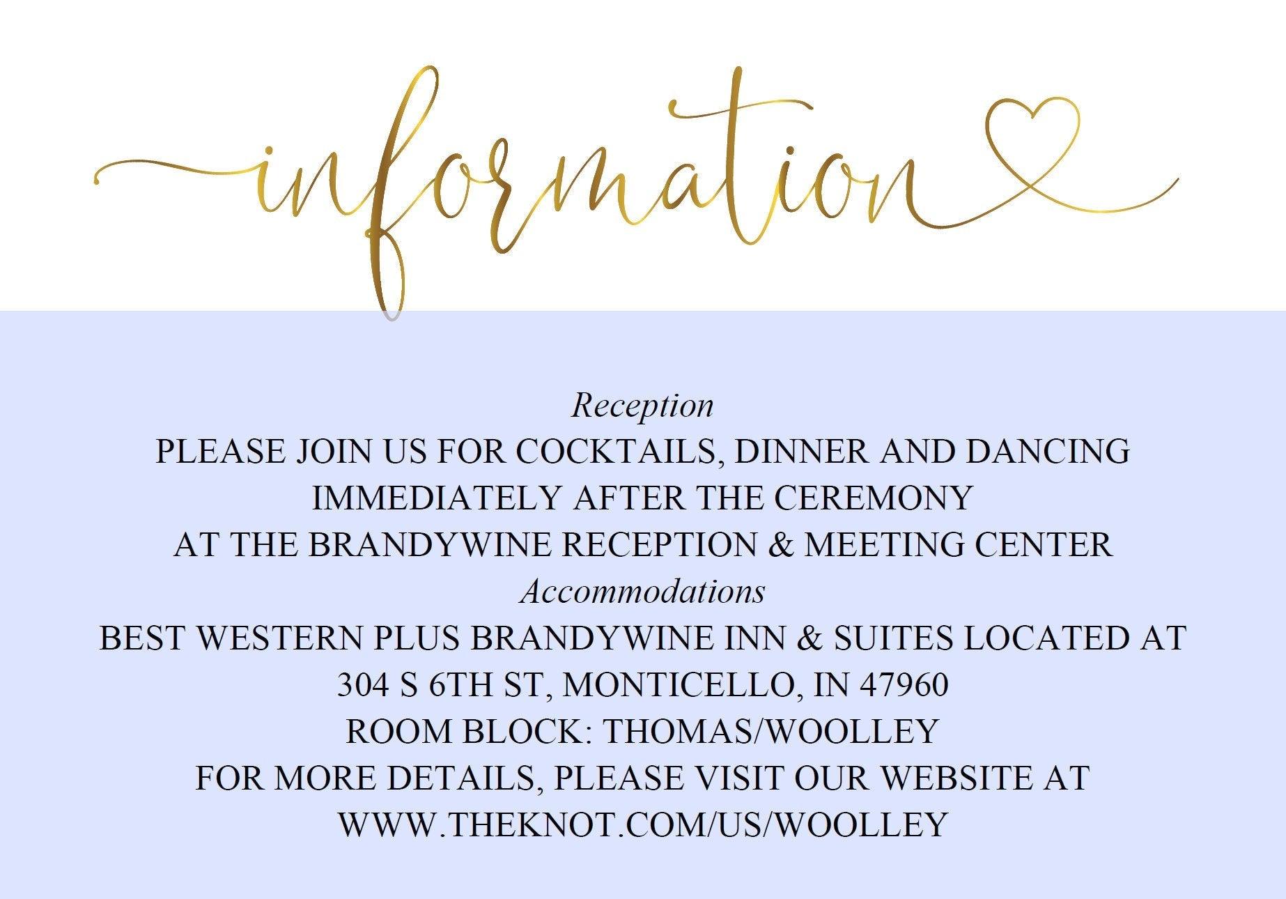 Wedding Details Card Template, Instant Download, Information Card, Wedding Info Card, Calligraphy, Details Template, Gold - Heather - SAVVY PAPER CO