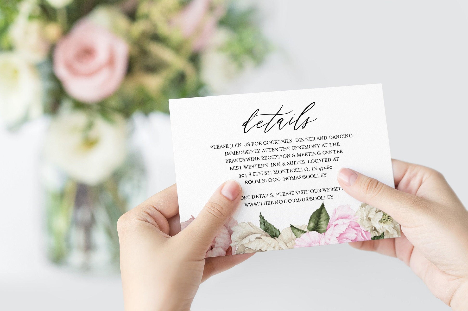 Wedding Details Card Template Instant Download Information Card Wedding Info Card Floral Wedding Details Template - Harper - SAVVY PAPER CO