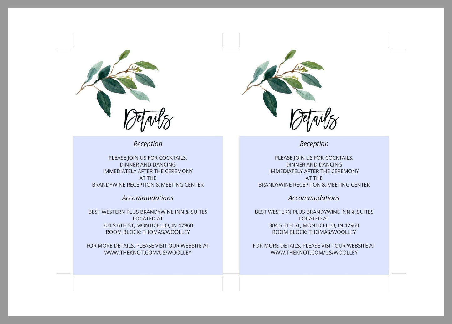 Wedding Details Card Template, Instant Download, Information Card, Wedding Info Card, Nature Wedding, Details Template, Rustic - Anna - SAVVY PAPER CO