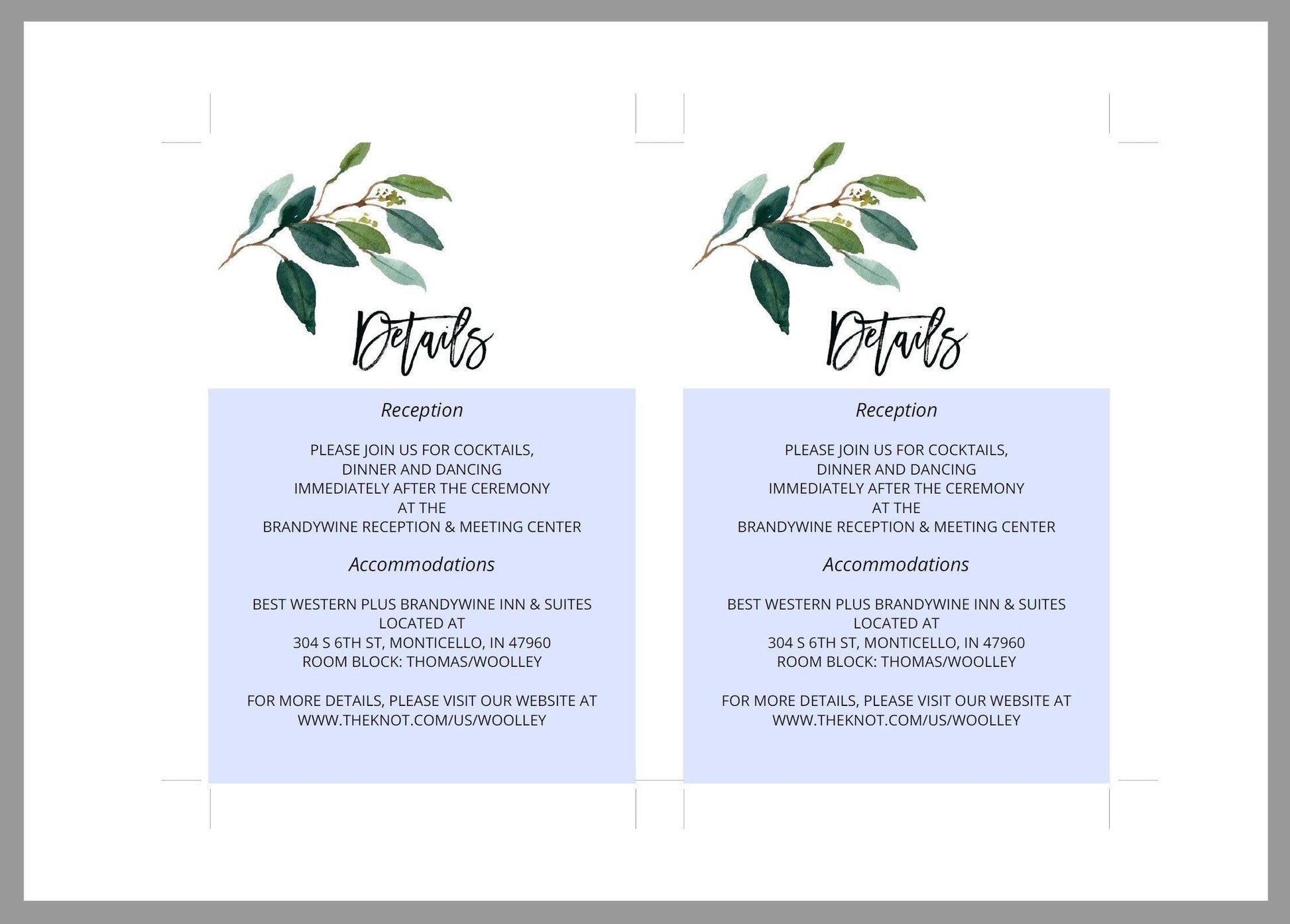 Wedding Details Card Template, Instant Download, Information Card, Wedding Info Card, Nature Wedding, Details Template, Rustic - Anna - SAVVY PAPER CO
