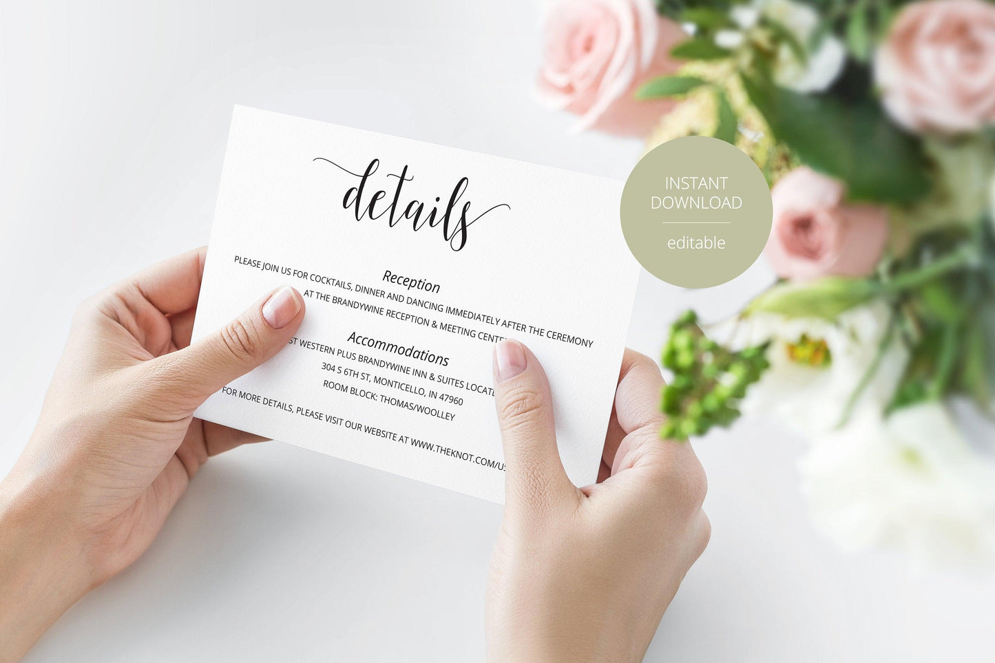 Wedding Details Card Template, Instant Download, Information Card, Wedding Info Card, Rustic Wedding,Details Template - Hannah - SAVVY PAPER CO