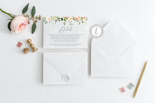 Wedding Details Card Template, Instant Download, Information Card, Wedding Info Card, Rustic Wedding,Details Template - JESS - SAVVY PAPER CO