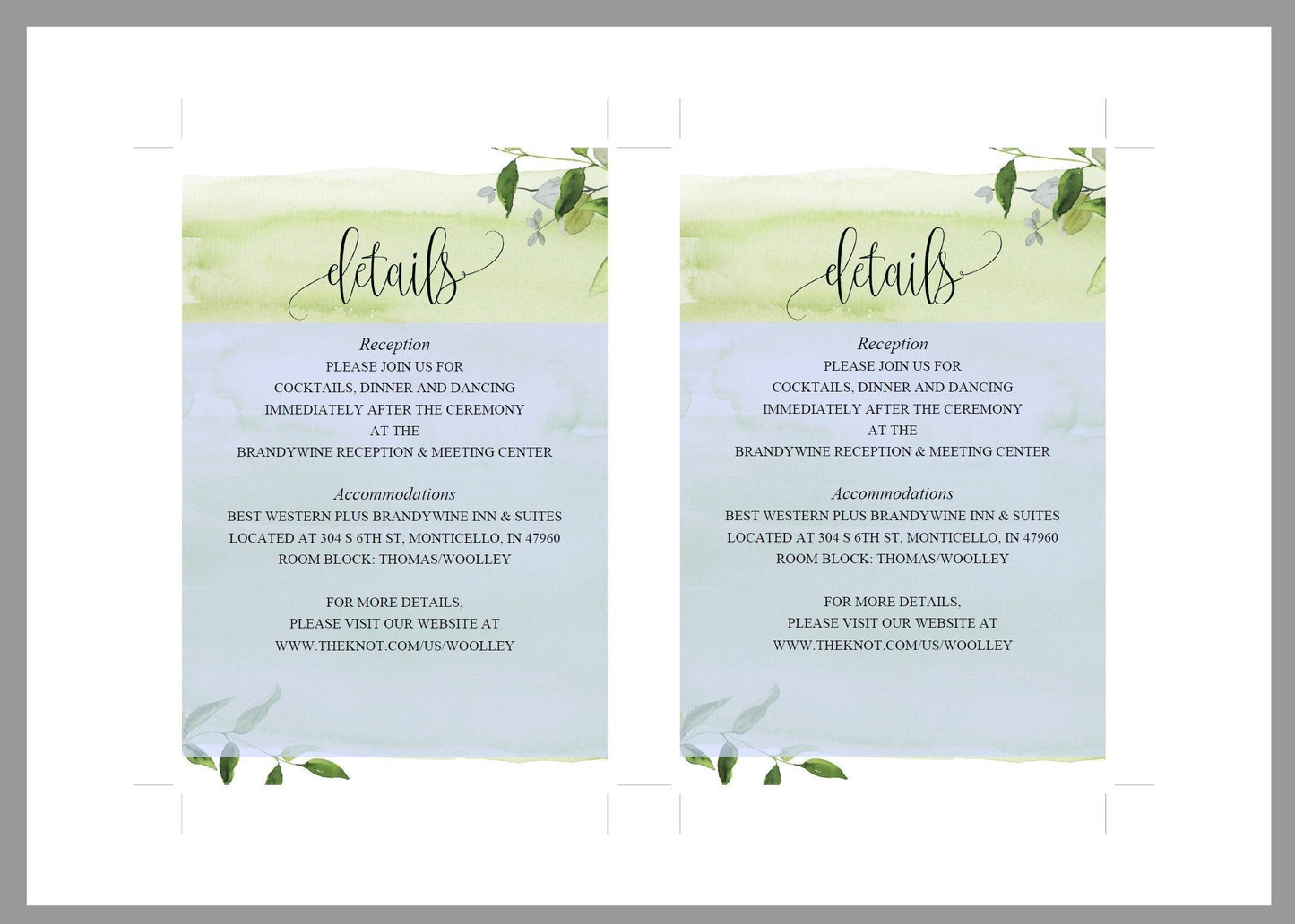 Wedding Details Card Template, Instant Download, Information Card,Wedding Info Card,Watercolor Wedding,Details Template, Greeneryl - MELISSA - SAVVY PAPER CO