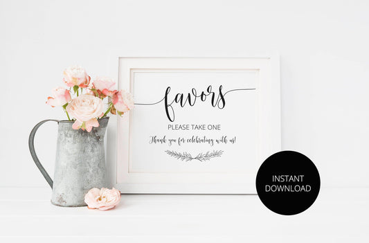 Wedding Favor Sign, Wedding Favors Sign, Wedding Printable, Please Take One, Rustic Wedding, Wedding sign - April - SAVVY PAPER CO