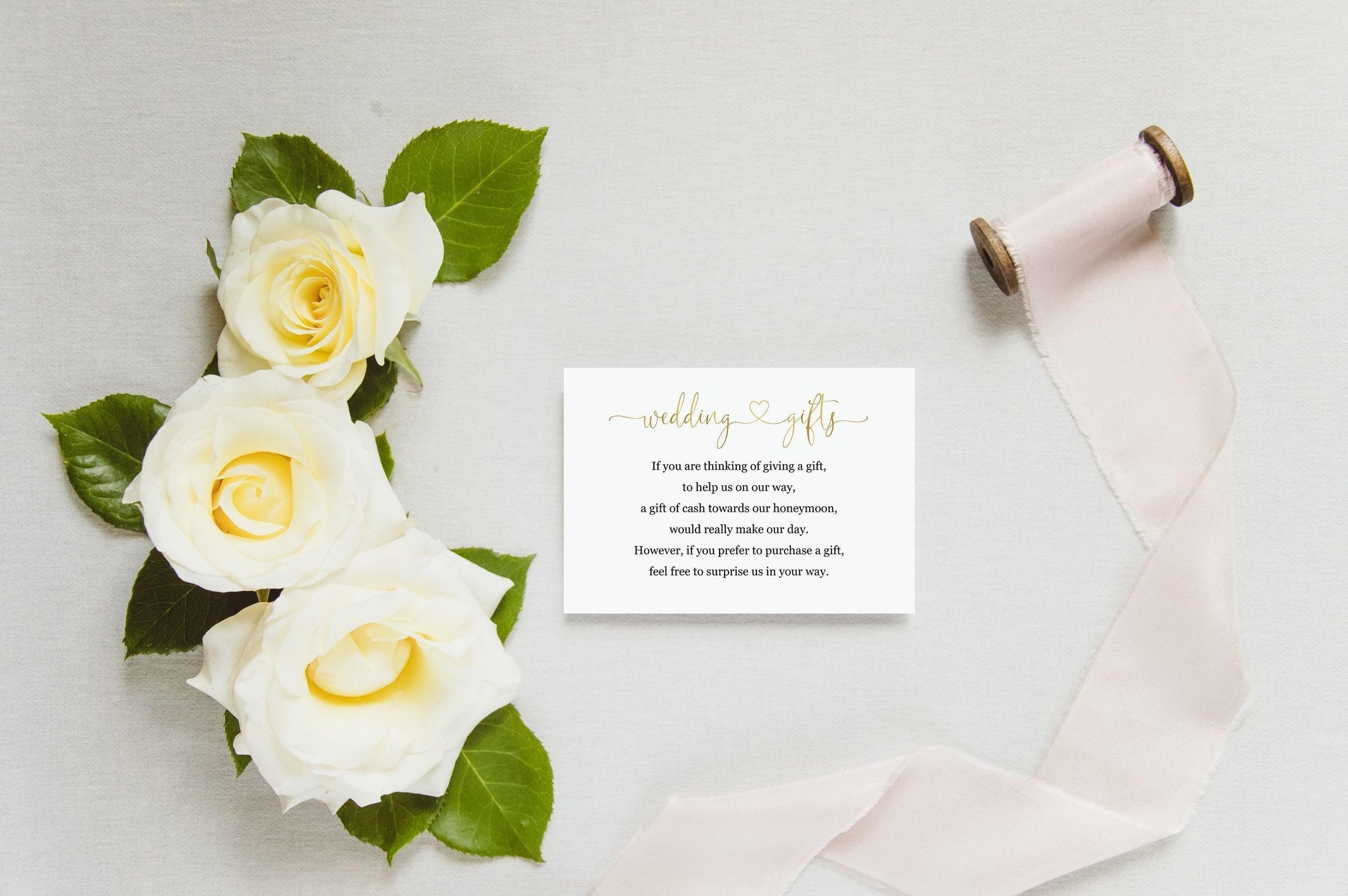 Wedding Gifts Card Template, Honeymoon Fund, Honeymoon Request, Wish Card, Wedding Insert Gold - Heather - SAVVY PAPER CO