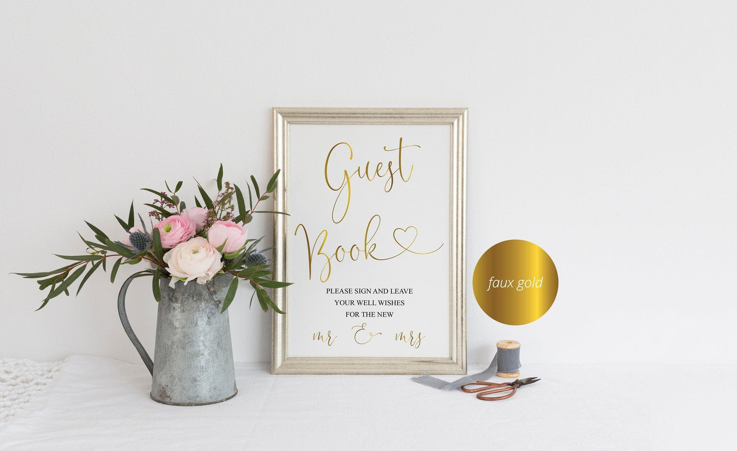 Wedding Guestbook Sign, Please Sign Our Guest Book, Gold,Instant Download,Wedding Signage,Wedding Decor, Printable Reception Sign -Heather - SAVVY PAPER CO