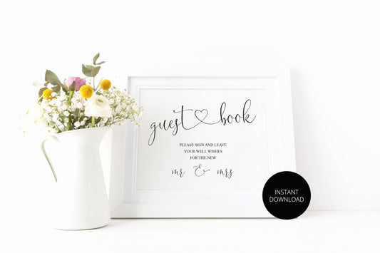 Wedding Guestbook Sign, Please Sign Our Guest Book, Rustic,Instant Download,Wedding Signage,Wedding Decor, Printable Reception Sign -Heather - SAVVY PAPER CO