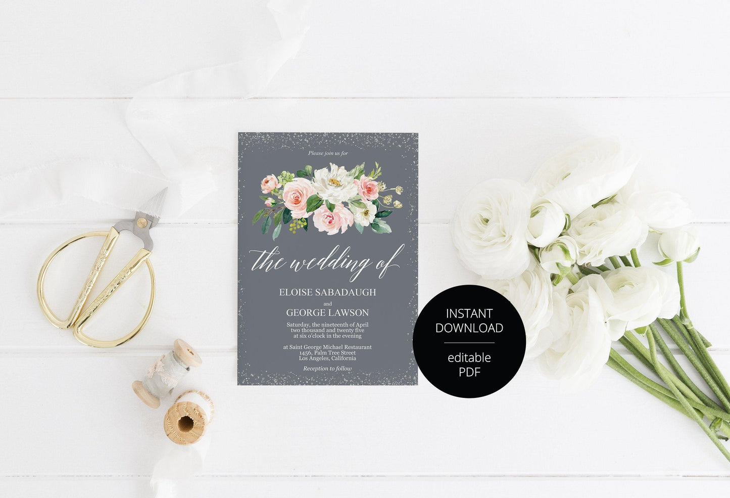 Wedding Invitation Editable Template, Printable DIY Instant Download Invites-Eloise - SAVVY PAPER CO
