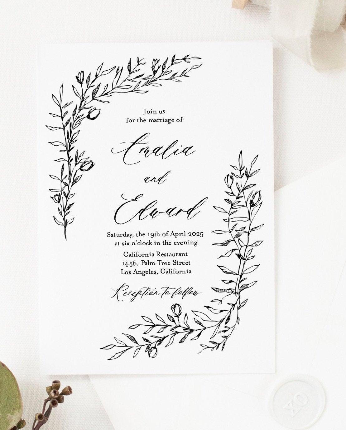 Wedding Invitation Template Instant Download Templett Printable Wedding Editable - Amalia - SAVVY PAPER CO