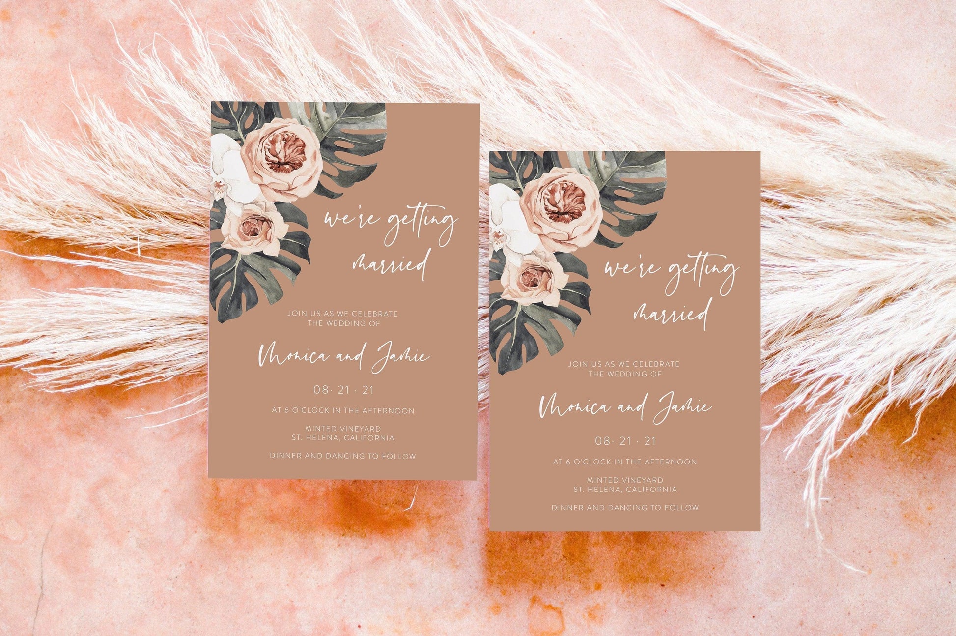Wedding Invitation Template, Tropical Wedding Invites, Instant Download - MONICA - SAVVY PAPER CO