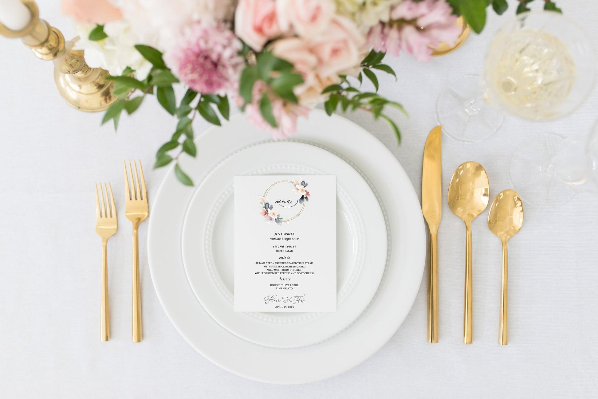Wedding Menu Printable, Wedding Menu Template, Rustic Menu, Printable Menu Card, Instant Download Editable Templett - Fleur - SAVVY PAPER CO