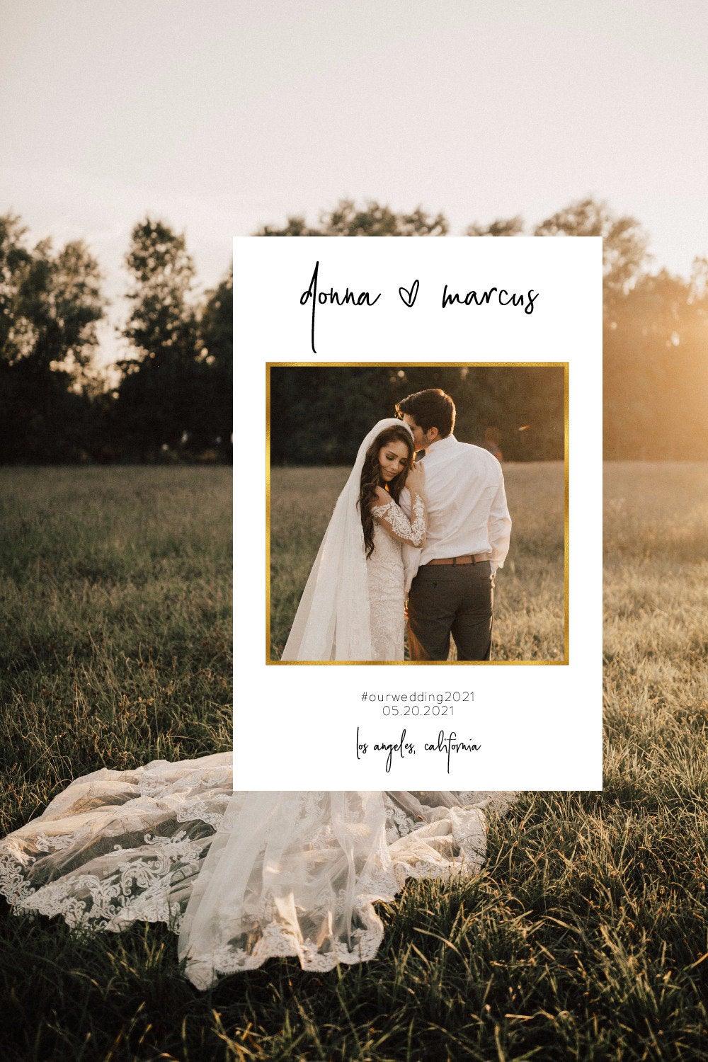 Wedding Photo Booth Frame, Photo Prop Frame, Birthday Photo Booth Prop, Editable, Greenery Gold - Melissa - SAVVY PAPER CO