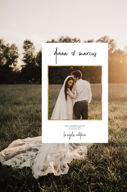 Wedding Photo Booth Frame, Photo Prop Frame, Birthday Photo Booth Prop, Editable, Greenery Gold - Melissa - SAVVY PAPER CO