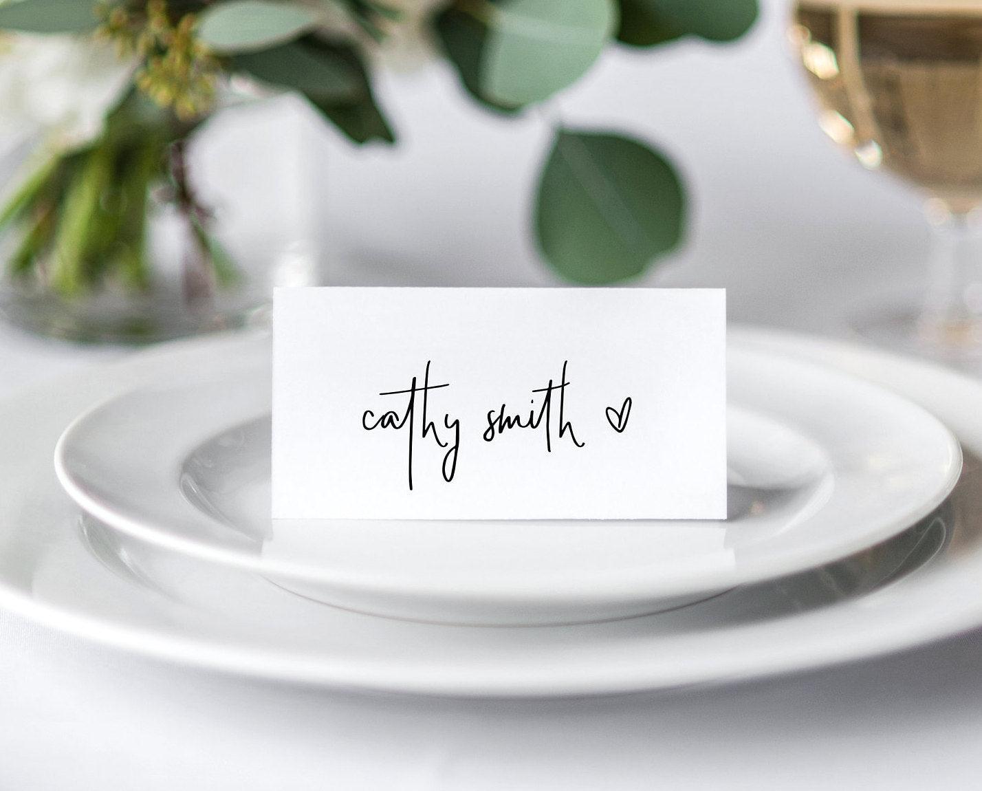 Wedding Place Card Template, Place Card Printable, Calligraphy Escort Cards, Editable Placecards, Instant Download - DONNA - SAVVY PAPER CO