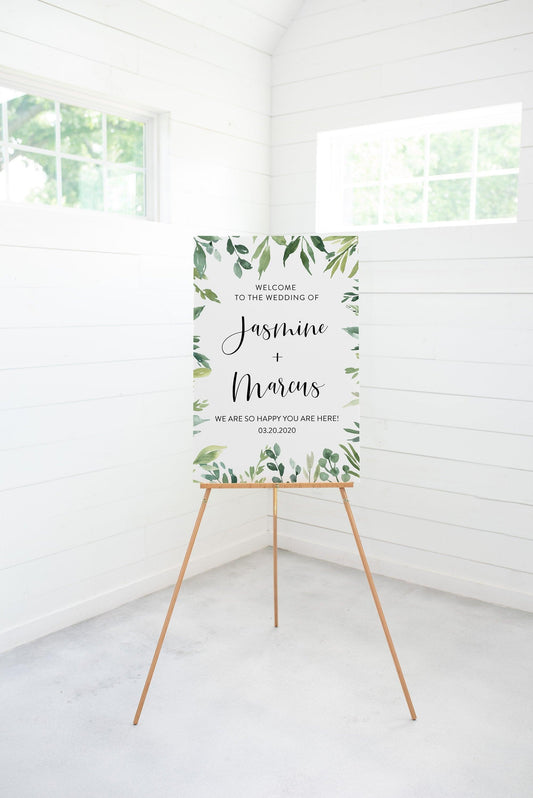 Wedding Printable Welcome Sign Editable Template Instant Download Greenery - Jasmine - SAVVY PAPER CO