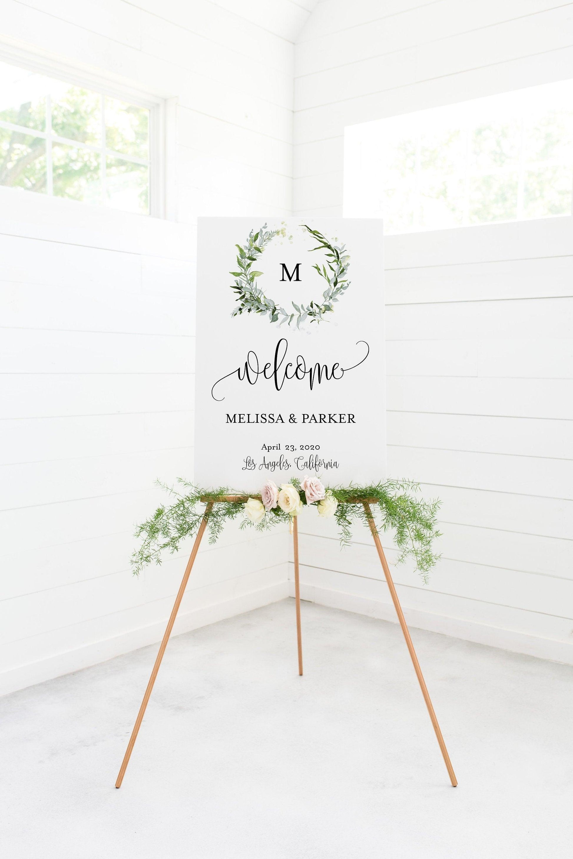 Wedding Printable Welcome Sign Editable Template Instant Download Greenery - Melissa - SAVVY PAPER CO