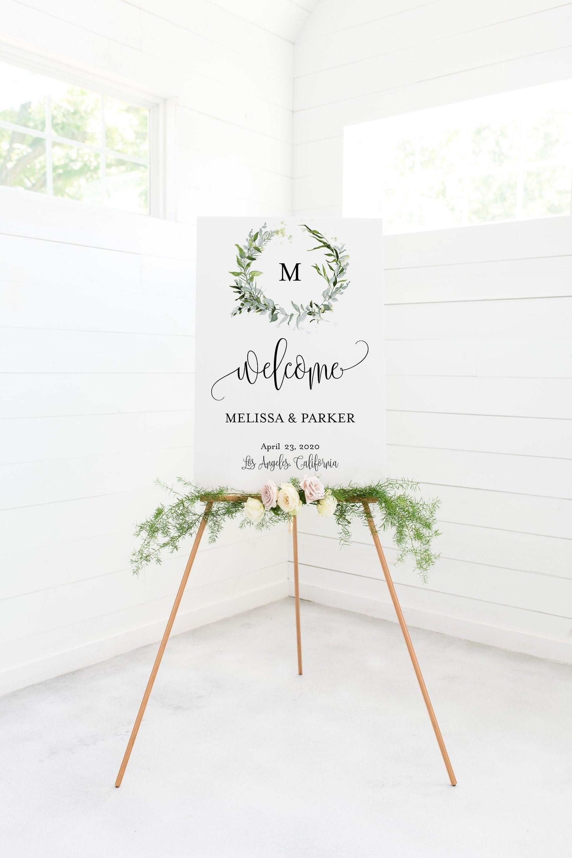 Wedding Printable Welcome Sign Editable Template Instant Download Greenery - Melissa - SAVVY PAPER CO
