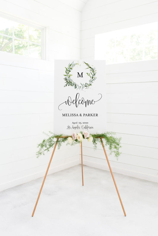 Wedding Printable Welcome Sign Editable Template Instant Download Greenery - Melissa - SAVVY PAPER CO