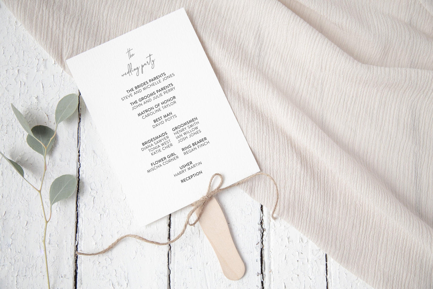 Wedding Program Fan Template, Printable Ceremony Programs, Editable Program Template, Instant download, Minimalist Programs - Julia - SAVVY PAPER CO