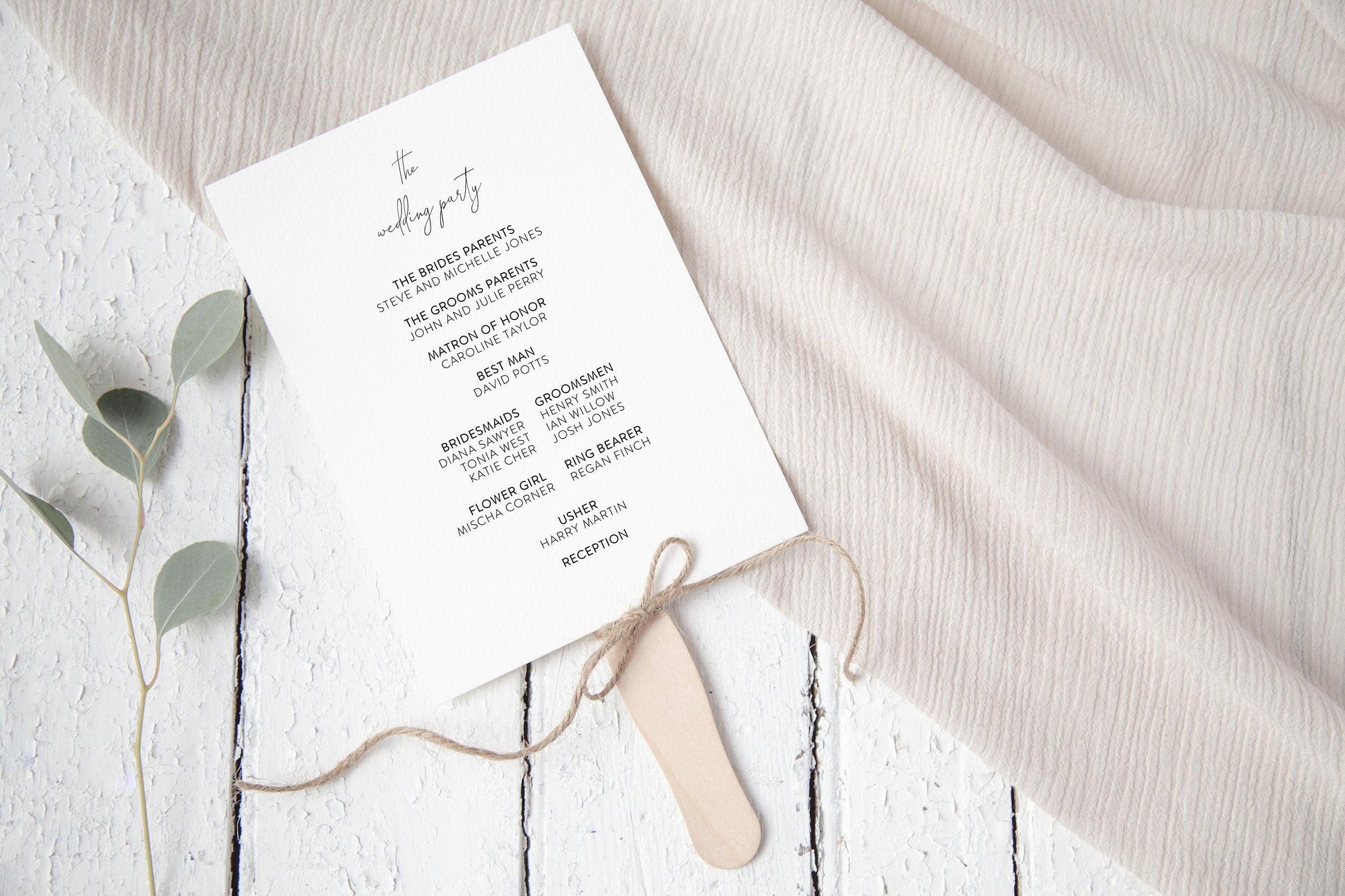 Wedding Program Fan Template, Printable Ceremony Programs, Editable Program Template, Instant download, Minimalist Programs - Julia - SAVVY PAPER CO