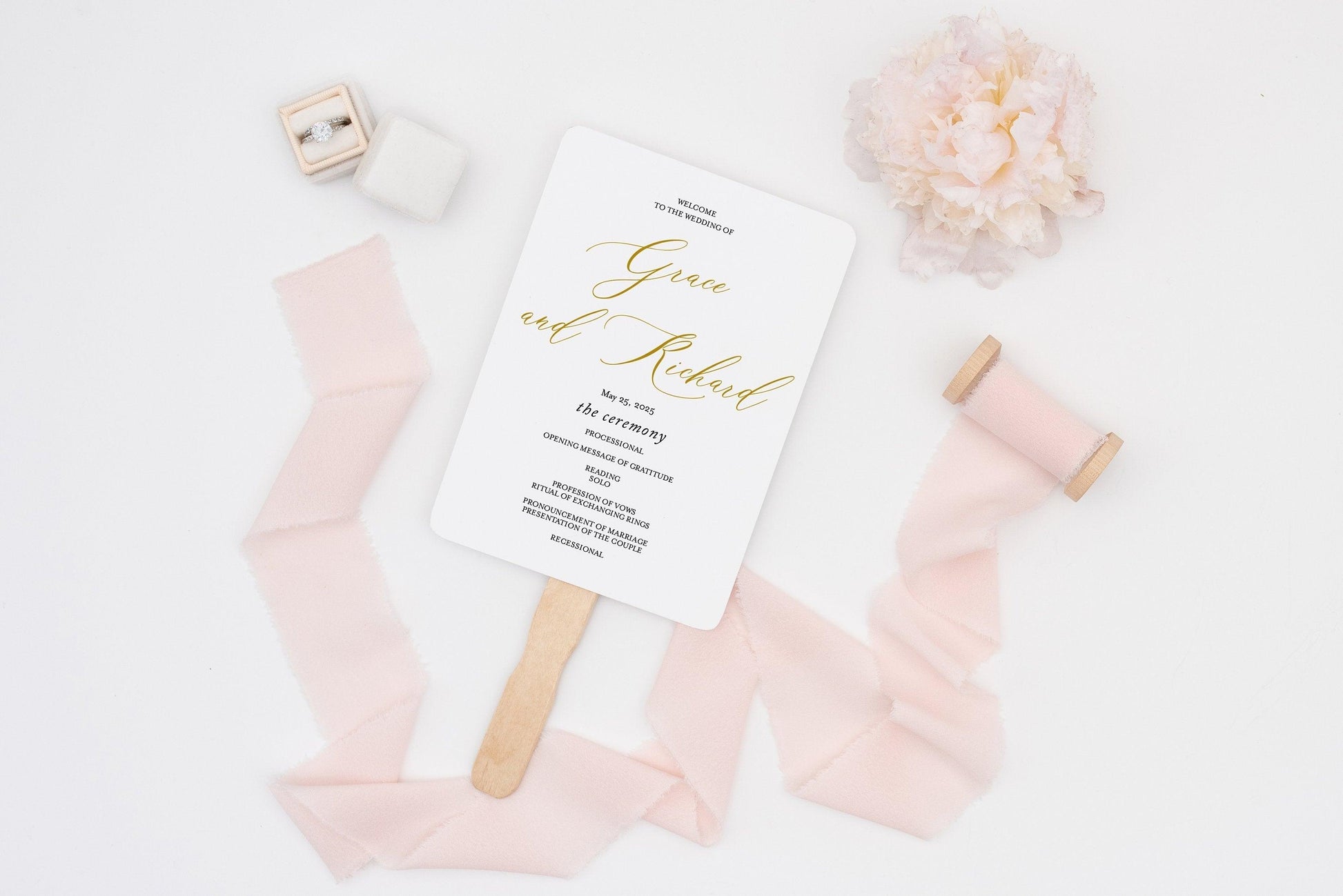 Wedding Program Fan Template Printable Ceremony Programs Editable Template Instant download - Grace - SAVVY PAPER CO