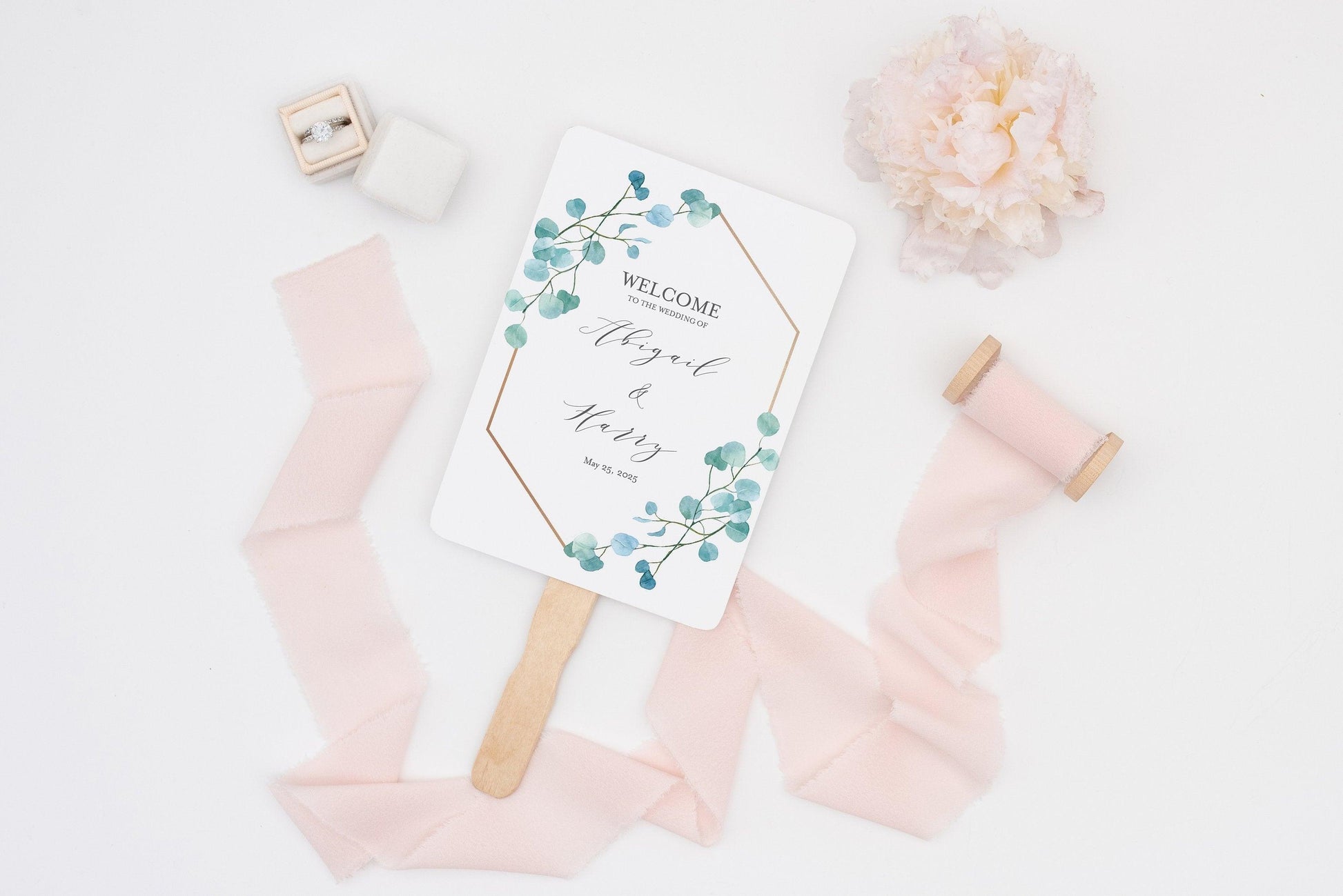 Wedding Program Fan Template Printable Ceremony Programs Editable Template Instant download Greenery - Abi - SAVVY PAPER CO