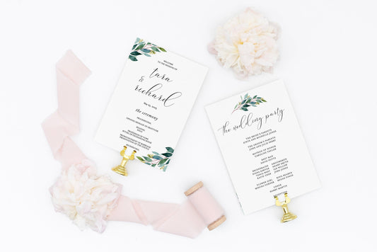 Wedding Program Fan Template Printable Ceremony Programs Editable Template Instant download Greenery - Tara - SAVVY PAPER CO