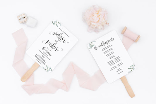 Wedding Program Fan Template Printable Ceremony Programs Editable Template Instant download - Melissa - SAVVY PAPER CO