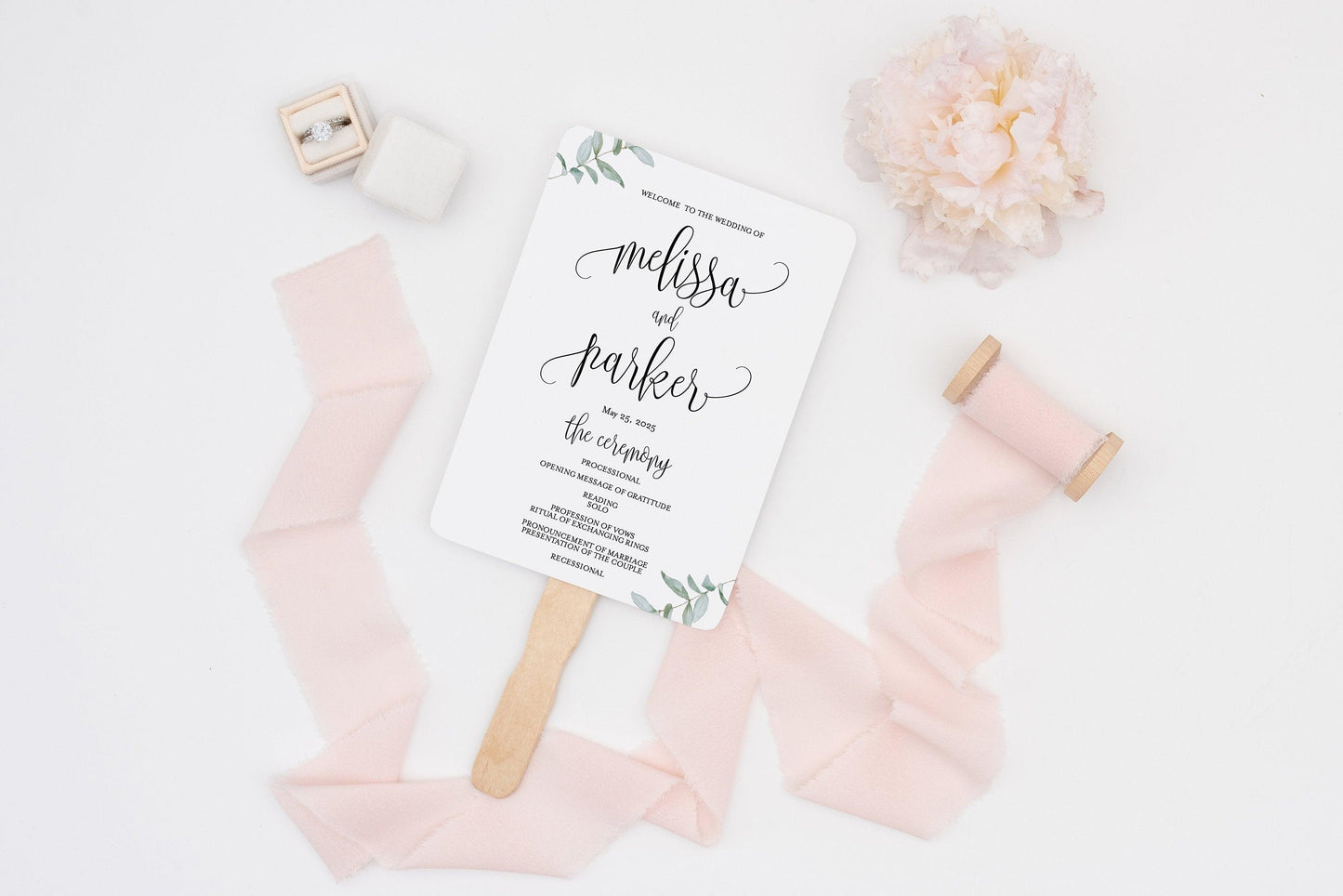Wedding Program Fan Template Printable Ceremony Programs Editable Template Instant download - Melissa - SAVVY PAPER CO